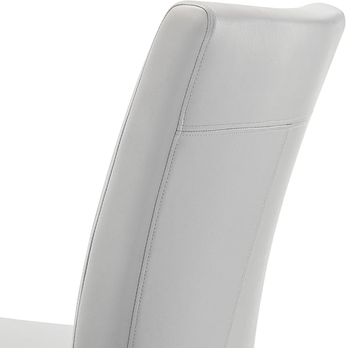 Watson & Whitely Upholstered Dining Chairs, Faux Leather, Set of 6, Grey | Solid Wood Legs, Padded Seat, Low Back, Modern Armless Parsons Chair for Kitchen, Dining Room, Restaurant