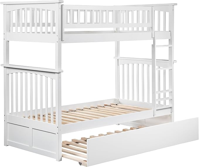 AFI, Columbia Ladder Bunk Bed Twin Over Twin with Twin Trundle, White