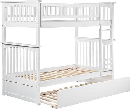 AFI, Columbia Ladder Bunk Bed Twin Over Twin with Twin Trundle, White