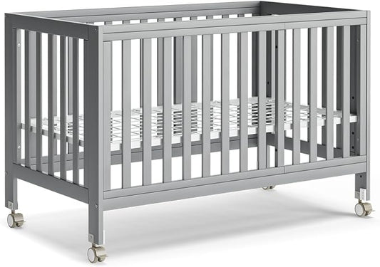 MAMAZING EvoNest Baby Crib, 11 in 1 Convertible Crib with Wheels, 100% New Zealand Wood Growing Bed, Full Size Crib for Baby, 4 Adjustable Mattress Height, Grey