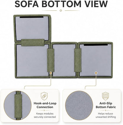 110" Boneless Cloud Couch Sectional for Living Room, Oversized Modular L Shaped Sofa with Ottoman, Deep Seat Chenille Sectional Couch for Cloud-Like Comfort (OliveGreen)