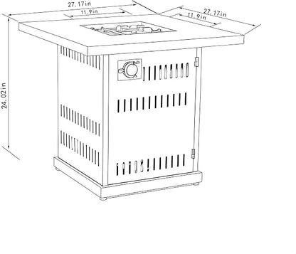 GDFStudio 28" Square Propane Gas Fire Pit Table, 50000 BTU Outdoor Steel Patio Heater with Hidden Tank Storage and Lid for Garden Deck Backyard, Brown