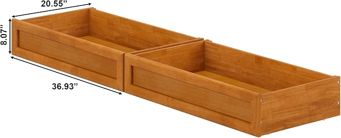 AFI, Mid-Century Modern Under Bed Storage Drawers, Twin/Full, Light Toffee