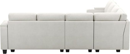 Belffin Modular Sectional Sofa Couch with Storage U Shape Convertible Corner Couches for Living Room White Couch