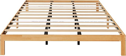 Novilla 12 Inch King Bed Frame, Classic Solid Wooden King Size Platform Bed Frame, Sturdy Wood Slat Support, No Box Spring Needed, Easy Assembly, Natural Grain Wood