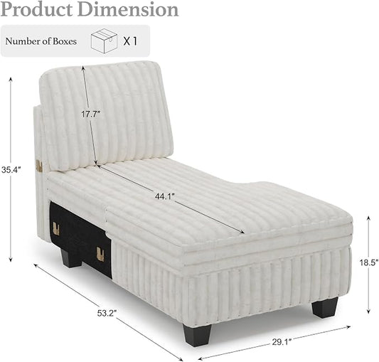 Belffin Modular Sectional Storage Chaise Module for Modular Sectional Sofa Right-Facing Chaise Beige Couch