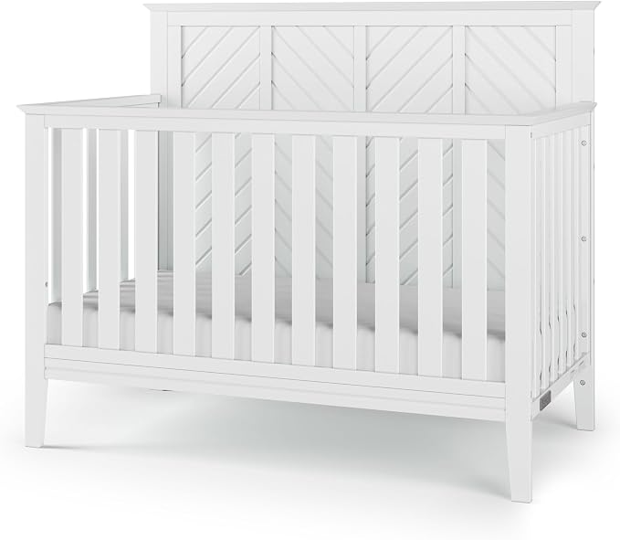Child Craft Atwood 4-in-1 Convertible Baby Crib, Wooden Nursery Furniture Converts to Daybed, Toddler Bed and Full-Size Bed, 3 Mattress Height Adjustments, Non-Toxic Baby Safe Finish, Matte White | 4-in-1 Crib