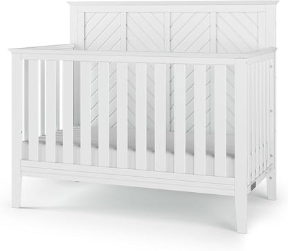 Child Craft Atwood 4-in-1 Convertible Baby Crib, Wooden Nursery Furniture Converts to Daybed, Toddler Bed and Full-Size Bed, 3 Mattress Height Adjustments, Non-Toxic Baby Safe Finish, Matte White | 4-in-1 Crib
