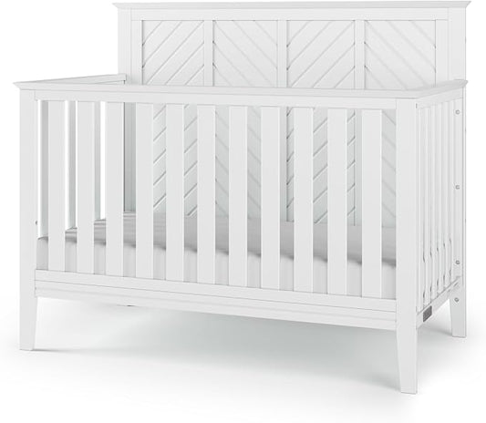Child Craft Atwood 4-in-1 Convertible Baby Crib, Wooden Nursery Furniture Converts to Daybed, Toddler Bed and Full-Size Bed, 3 Mattress Height Adjustments, Non-Toxic Baby Safe Finish, Matte White | 4-in-1 Crib
