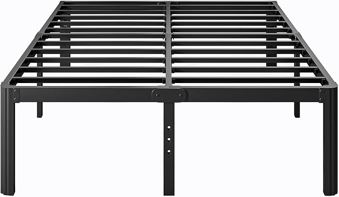 18 Inch High Platform Metal King Size Bed Frame, King Bed Frame no Box Spring Needed, Heavy Duty, Noise Free, Easy Assembly, Black