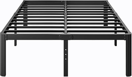 18 Inch High Platform Metal King Size Bed Frame, King Bed Frame no Box Spring Needed, Heavy Duty, Noise Free, Easy Assembly, Black