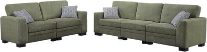 Legend Vansen Oversized Modular Sectional Sofa,U/L-Shaped Corduroy Couch with Ottoman,Deep Seat & Removable Cushion,Easy Assembly for Living Room Apartment,5 Seater,Olive