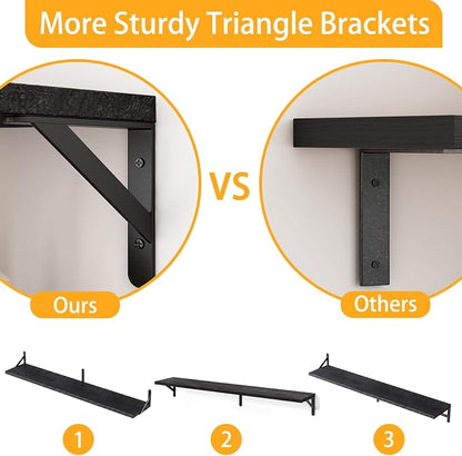 YGEOMER Floating Shelves for Wall, 35in Black Wall Shelves for Living Room, Bathroom, Bedroom, Kitchen, Home Decor (Set of 4)