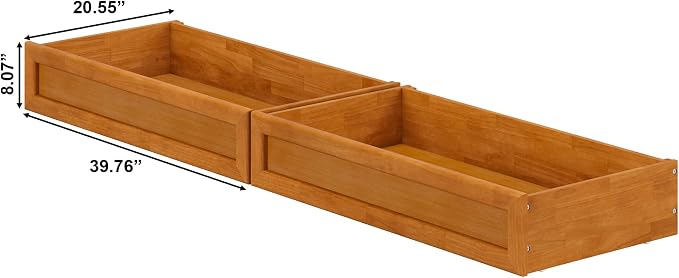 AFI, Mid-Century Modern Under Bed Storage Drawers, Queen/King/Twin XL, Light Toffee