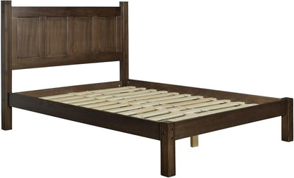 Grain Wood Furniture Shaker Solid Wood Panel Platform Bed, Queen Size, Expresso