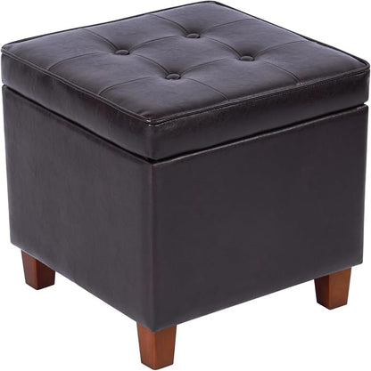 HomePop 18" Classic Square Storage Ottoman - Brown