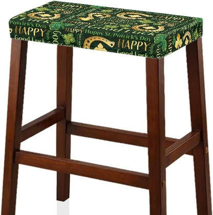 Green Leaf Bar Stool Covers Rectangle St Patricks Day Vanity Chair Cover Holiday Removable Washable Irish Party Protector Covers for Bar Stool Seats 2 Pack Gold Coins