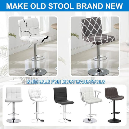 Levoberg Bar Stools Cover Set of 2 Printed Armless Swivel Barstools Slipcovers with Backs Stretch Square Counter Height Bar Stools Covers Mid Low Back Chair Cover for Kitchen Dining Room Bar #4