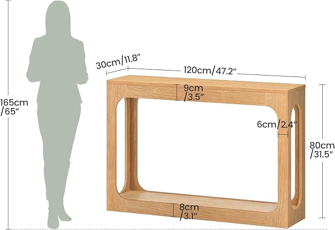 CHOEZON 47.2" Long Console Table, Entryway Table, Hallway Table, 2-Tier Behind Couch Table, Corridor Decor Stand, Narrow Rectangular with Storage for Living Room, Entry, Hallway, Light Walnut MXG03NL