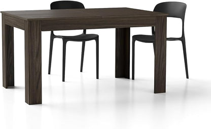 Mobili Fiver, Easy Extendable Dining Table, 55.1(86.6) x35.4 in, Dark Walnut, Made in Italy