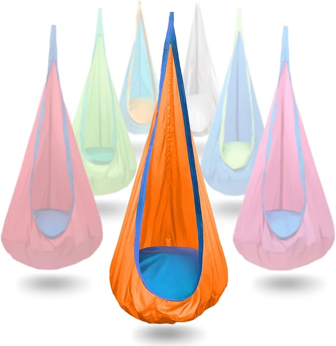 Kids Swing Seat Hammock Chair Indoor Outdoor Hanging Chair for Children (Orange)