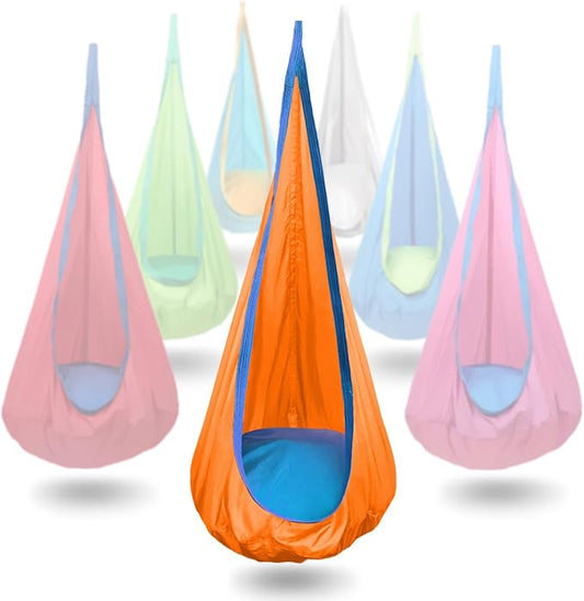 Kids Swing Seat Hammock Chair Indoor Outdoor Hanging Chair for Children (Orange)