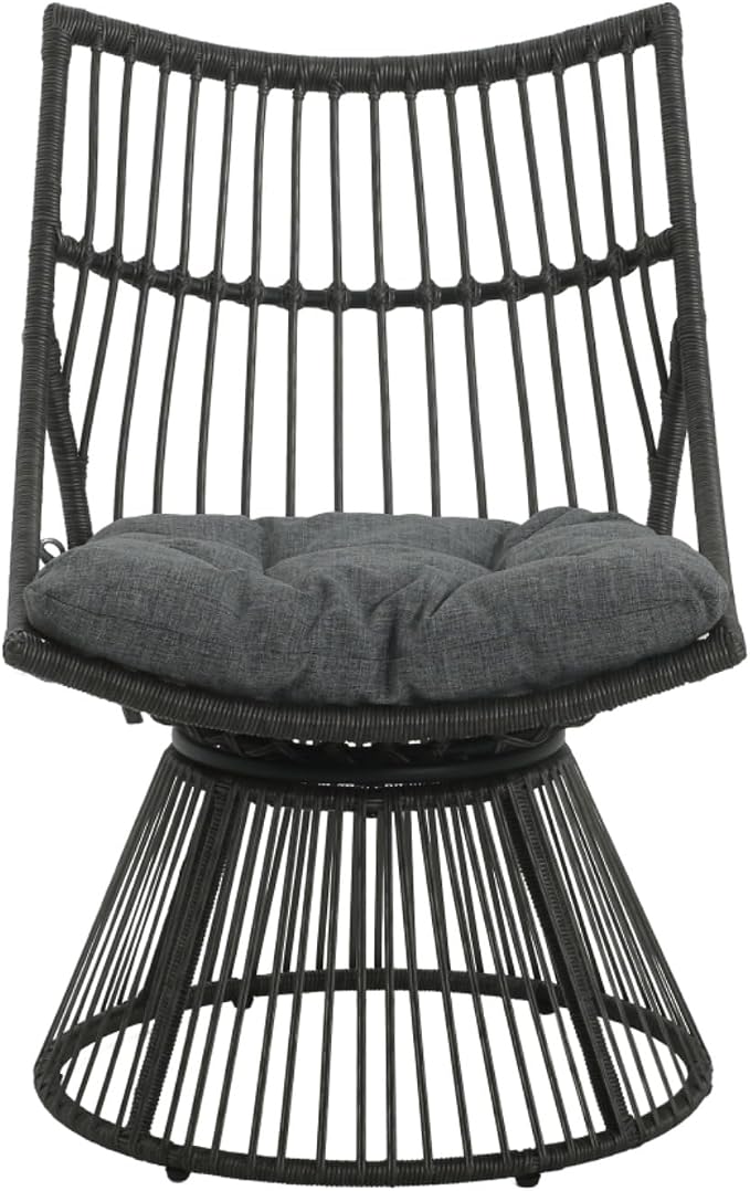 Hassyee PE Rattan Outdoor Chair and Table Set with Soft Seat Cushion for Poolside, Balcony, Lawn, Patio Furniture Set with High Wicker Chair Back for Garden, Backyard