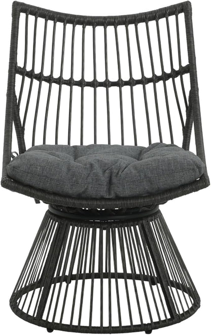 Hassyee PE Rattan Outdoor Chair and Table Set with Soft Seat Cushion for Poolside, Balcony, Lawn, Patio Furniture Set with High Wicker Chair Back for Garden, Backyard