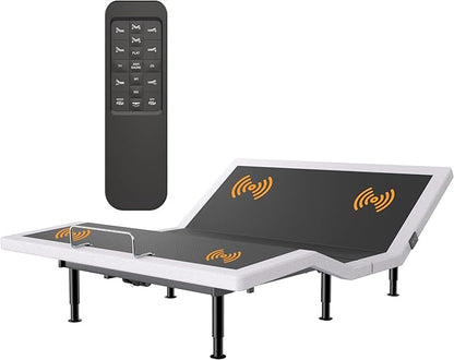 Full Adjustable Bed Frame with Massage Adjustable Bed Base with Wireless Remote USB Ports Underbed Light Zero Gravity Height Adjustable Legs