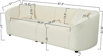 Merax 87" Large Couch, Comfy Upholstered Loveseat with Extra Deep Seats, Boucle Sofa for Living Room Apartment Office, Classic Beige