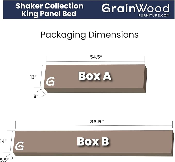 Grain Wood Furniture Shaker Solid Wood Panel Platform Bed, King Size, Walnut