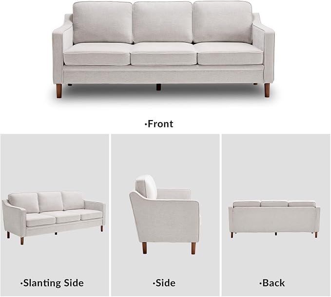 Kingfun Couch Sets for Living Room, 3 Seater Couch and Armchair, Mid Century Modern Sofa Set, Chenille Couch with Solid Wood Frame for Bedroom