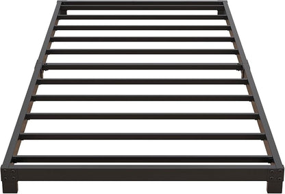 Nailsong 3 Inch Twin Bed Frames Low Profile, Twin Platform Bed Frame No Box Spring Needed, Heavy Duty Metal, Easy Assembly, Black