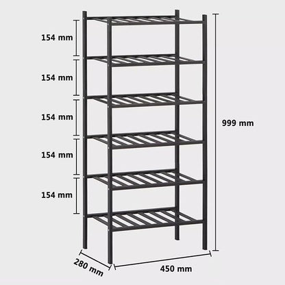Shoe Rack Multi Tier Storage Organizer Wide Metal Shoe Shelf for Closet Entryway, Bamboo Stackable Multi-Layer Shelf Doorway Simple Folding Shoe Rack