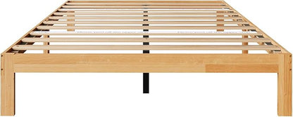 Novilla 12 Inch Full Size Bed Frame, Wooden Platform Bed Frame Full Size, Full Bed Frame Without Headboard, Sturdy Wood Slat Support, No Box Spring Needed, Easy Assembly, Natural Grain Wood