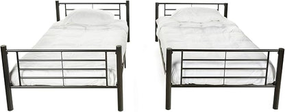 Walker Edison Elodie Urban Industrial Twin Over Twin Metal Bunk Bed, Twin Over Twin, Black