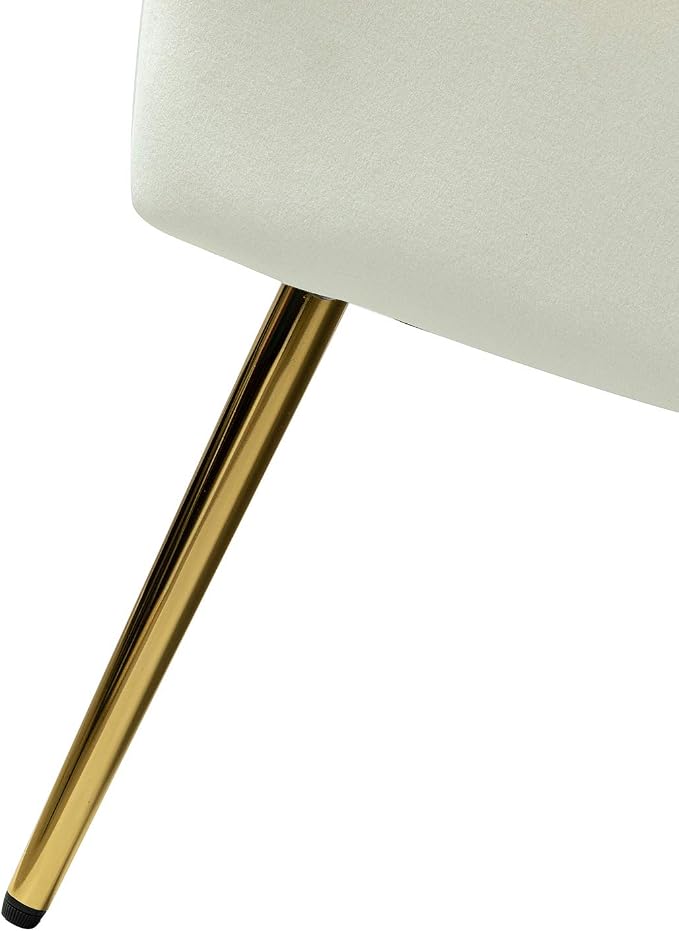 TINA'S HOME Contemporary Velvet Loveseat Sofa, Upholstered Loveseat Couch with Golden Metal Legs, Small Tufted 2-Seat Sofa Armless Love Seat for Living Room, Bedroom, Apartment Small Spaces, Ivory