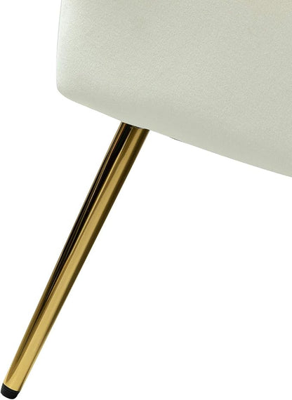 TINA'S HOME Contemporary Velvet Loveseat Sofa, Upholstered Loveseat Couch with Golden Metal Legs, Small Tufted 2-Seat Sofa Armless Love Seat for Living Room, Bedroom, Apartment Small Spaces, Ivory