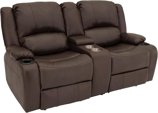 RecPro Charles 67" Powered Double RV Wall Hugger Recliner Sofa RV Loveseat with Upgraded 2023 Fabric (Chestnut)