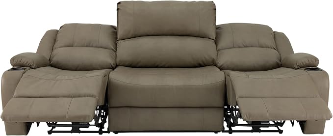 RecPro Charles 94" Powered Triple RV Wall Hugger Recliner | Drop Down Console | RV Furniture with Upgraded 2023 Fabric (Putty)