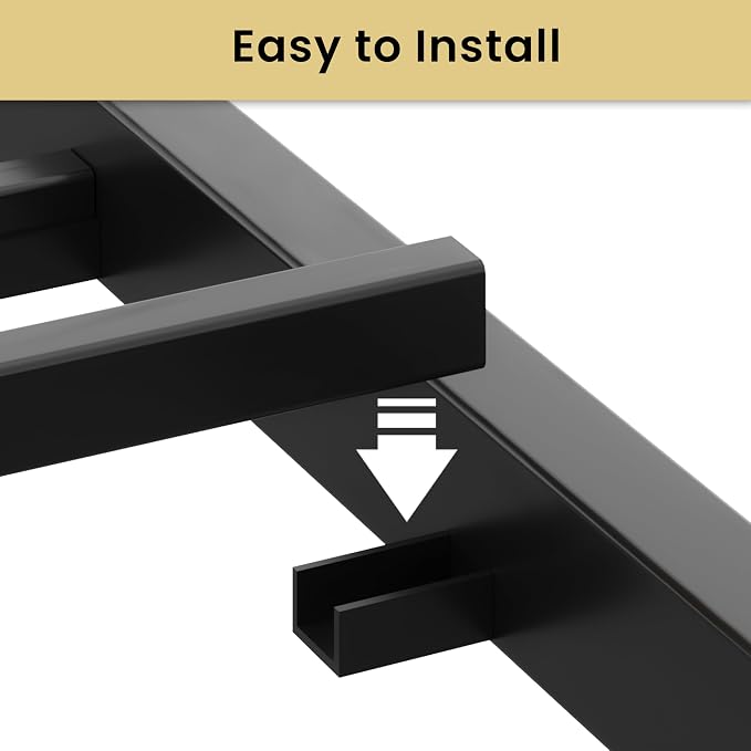 LIKIMIO Queen Bed Frame, Tall Industrial Headboard 51.2 ", Platform Bed Frame with Strong Metal Support, Solid and Stable, Noise Free, No Box Spring Needed, Easy Assembly, Dark Brown