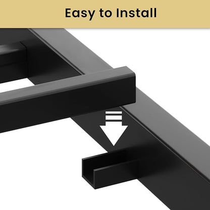 LIKIMIO Queen Bed Frame, Tall Industrial Headboard 51.2 ", Platform Bed Frame with Strong Metal Support, Solid and Stable, Noise Free, No Box Spring Needed, Easy Assembly, Dark Brown