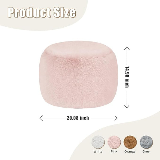 Gericco Round Stuffed Pouf Ottoman for Foot Rest, A Round Modern Foam Filled Poufs, Floor Chair for Living Room, Nursery, Dorm, A Soft Modern Foot Stool Perfect to Rest Your Feet (Pink, 20Inch)