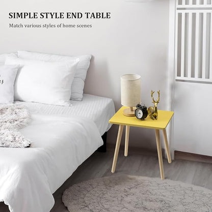 FORAOFUR Small Coffee Tbale, Short Accent Table x2 | 2 Pack Yellow table, modern rectangular, fits living/bedroom/balcony, compact, versatile, sturdy nightstand