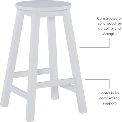 Linon Zeke White 24" Counter Stool with Round Seat
