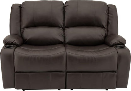 RecPro Charles 58" Powered Double RV Wall Hugger Recliner Sofa RV Loveseat with Upgraded 2023 Fabric (Chestnut)
