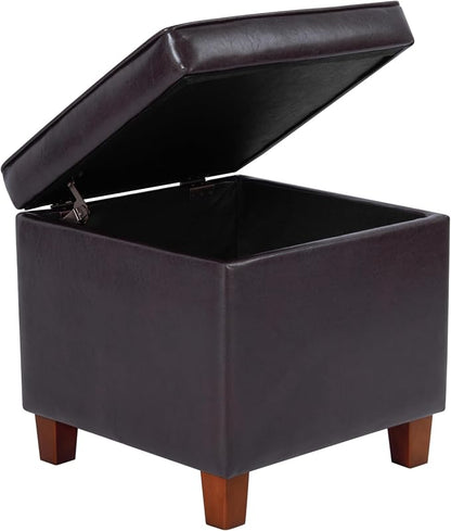 HomePop 18" Classic Square Storage Ottoman - Brown