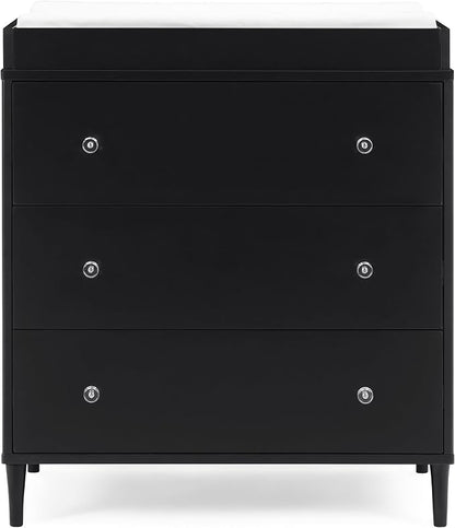 Delta Children Bowie 3 Drawer Dresser with Changing Top, Black Ebony