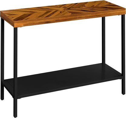 Bme Vivian Console Table, Solid Acacia Wood Entryway Table Without Drawer, Rustic Golden Brown Mid Century Modern Hallway Table, Sofa Table for Living Room or Foyer