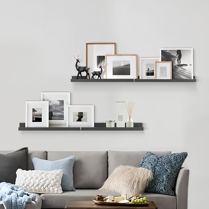 Forbena 24 Inch Floating Picture Ledge Shelf Set of 4 | Solid Wood | Size: W 24" x D 4.5" x H 2.2" | Living Room | Bedroom | Office